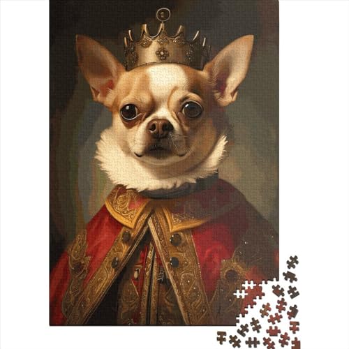 Chihuahua The King Puzzle Freundliche Materialien Rechteck Papier Puzzle für Jungen oder Mädchen Geburtstagsgeschenk 38x26cm/1000 Teile von XJmoney