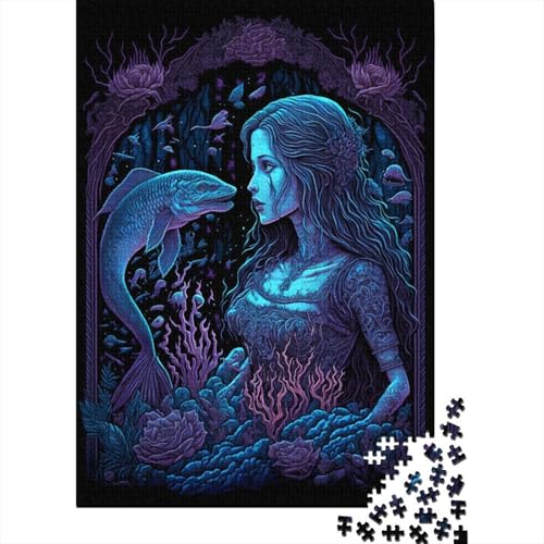 Dark Water Mermaid Puzzle für Erwachsene 500 Teile, Puzzle für Erwachsene, geistiges Lernspielzeug, DIY-Puzzle 500 Teile (52 x 38 cm) von XJmoney