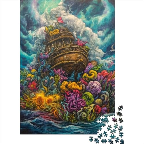 Das Boot im Meer Puzzle für Erwachsene 500 Teile, Puzzle für Erwachsene, geistiges Lernspielzeug, DIY-Puzzle 500 Teile (52 x 38 cm) von XJmoney