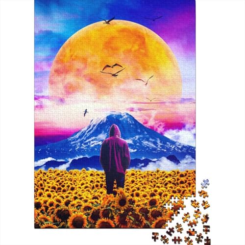 Das Sonnenblumenfeld 300-teiliges Puzzle | Puzzle | Nachhaltiges Puzzle für Erwachsene | Hochwertiges Puzzle aus 100% Holz | Lustige Spiele, 300 Teile (40 x 28 cm) von XJmoney