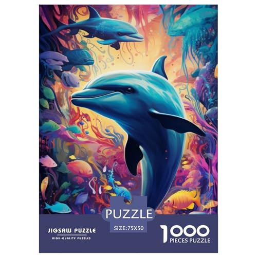 Delphin-Puzzle, 1000 Teile, Holzpuzzle für Erwachsene und Teenager, für Erwachsene und Teenager ab 12 Jahren, 1000 Teile (75 x 50 cm) von XJmoney