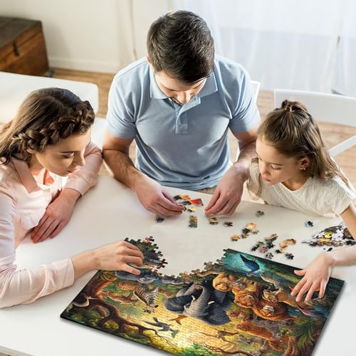 Dschungeltiere, 1000-teiliges Puzzle für Erwachsene, Spielzeug, Denkspiel, Lernspiel für Erwachsene, Stressabbau, Heimdekoration, Puzzle 1000 Teile (75 x 50 cm) von XJmoney