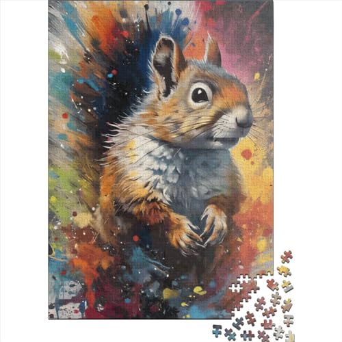 Eichhörnchen Puzzle Malen Lustig 100% Recycling Pappe für Jungen und Mädchen Geschenk Kindertag 38x26cm / 1000 Teile von XJmoney