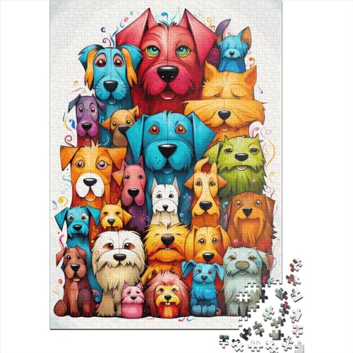 Ein bunter Haufen von Hunden Puzzlespiel Lernspiel Papier rechteckiges Puzzle für Erwachsene Teenager Geburtstagsgeschenk 38 x 26 cm/1000 Teile von XJmoney