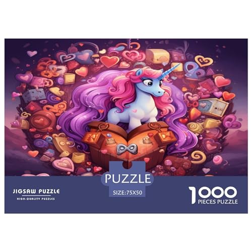 Einhorn-Herz-Puzzle, 1000 Teile für Erwachsene, Puzzle für Teenager, Geschenke, lustige Puzzles, 1000 Teile (75 x 50 cm) von XJmoney