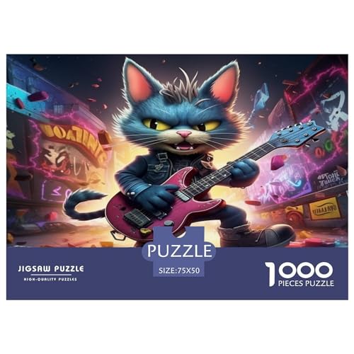 Evil_cat Rockstar-Puzzles für Erwachsene, 1000-teiliges Holzpuzzle, Puzzle für Erwachsene, Puzzles für Erwachsene, Teenager, 1000 Teile (75 x 50 cm) von XJmoney