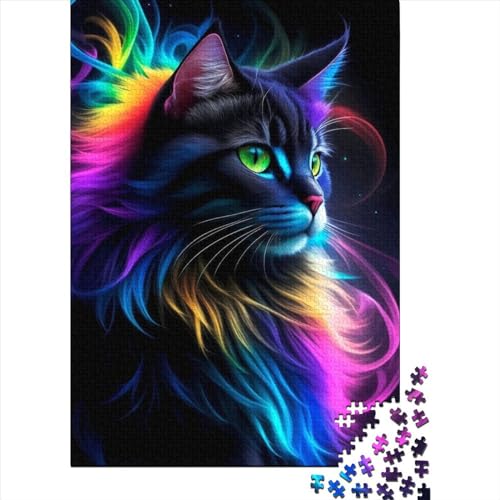 Fantasie-Puzzle mit schwarzer Pelzkatze, für Erwachsene, Denkspiel, Puzzle-Spielzeug für Kinder, 300 Teile (40 x 28 cm) von XJmoney