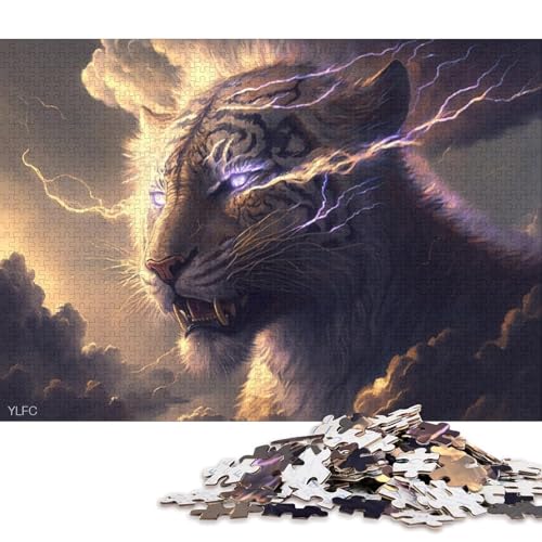 Fantasie-Puzzle mit weißem Tiger, 500-teiliges Puzzle für Kinder, Puzzle für Teenager, kreatives Puzzle, anspruchsvolle Spiele für die ganze Familie,500 Teile (52 x 38 cm) von XJmoney