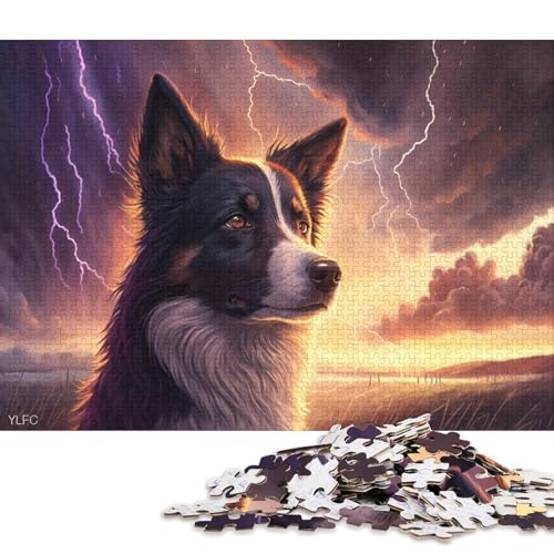 Fantasy Art Border Collie Puzzle für Kinder, 500-teiliges Puzzle für Teenager, kreatives Puzzle, anspruchsvolle Spiele für die ganze Familie, Spielzeug, 500 Teile (52 x 38 cm) von XJmoney