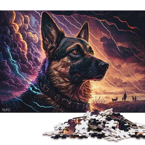 Fantasy Art Deutscher Schäferhund-Puzzle für Kinder, 500-teiliges Puzzle für Kinder, lustiges Puzzle-Dekomprimierungsspiel, 500 Teile (52 x 38 cm) von XJmoney