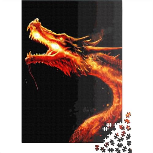 Fantasy-Drachen-Puzzle für Erwachsene, 500 Teile, Holzpuzzle für Kinder, Lernspiel, Herausforderungsspielzeug, 500 Teile (52 x 38 cm), Gelegenheits-Puzzlespiele, Raumdekoration von XJmoney