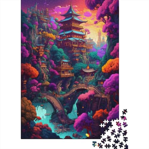 Fantasy Village 15 1000-teiliges Puzzle für Erwachsene, Brain Challenge-Puzzle für Teenager, Unmögliches Puzzle, 1000 Teile (75 x 50 cm) von XJmoney