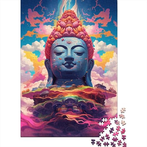 Farbenfrohe, künstlerische Buddha-Statue, 300-teiliges Puzzle für Kinder, Holzpuzzle, geeignet für Kinder und über 18 Jahre alt, Puzzle (40 x 28 cm) von XJmoney