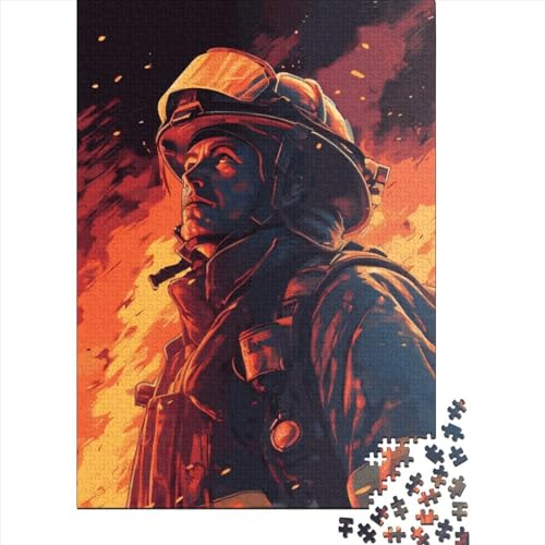 Feuerwehr Flammen Puzzle DIY Premium Karton Puzzlespiel für Kinder Erwachsene Vatertag Geschenke 38x26cm/1000 Teile von XJmoney