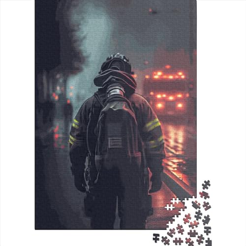 Feuerwehrmann-Flammen-Puzzle 1000 Teile für Teenager-Geschenke Holzpuzzle Puzzle für Kinder 1000 Teile (75x50cm) Herausforderndes Puzzle von XJmoney