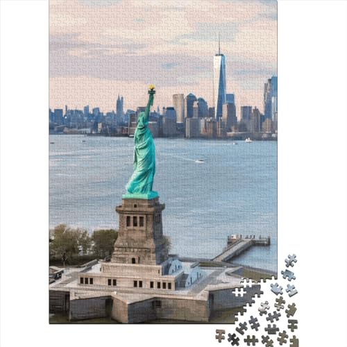 Freiheitsstatue Puzzle Lernspiel rechteckiges Puzzle aus Papier für Erwachsene Jugendliche Geburtstagsgeschenk 38 x 26 cm / 1000 Stück von XJmoney