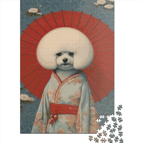 Geisha Bichon Frise Puzzle Dekompressionsspielzeug aus 100 % recyceltem Karton für Kinder und Erwachsene, 38 x 26 cm / 1000 Teile von XJmoney