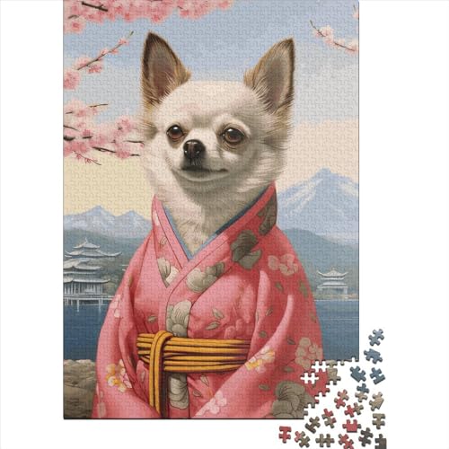 Geisha Chihuahua Puzzle, personalisierbar, mit Bildern, 100 % recycelter Karton, für Jungen oder Mädchen, 70 x 50 cm, 1000 Teile von XJmoney