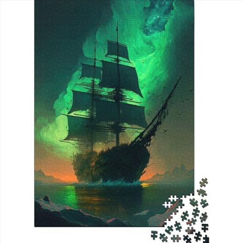 Ghost_Ship_Green Puzzles für Erwachsene, Denkspiel, Puzzlespielzeug für Kinder, 300 Teile (40 x 28 cm) von XJmoney