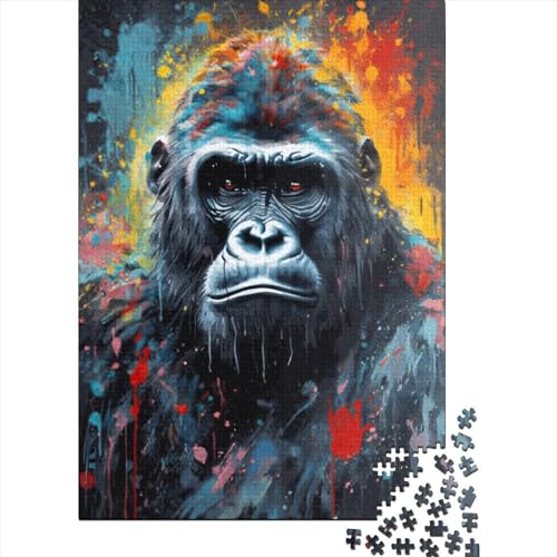 Gorilla Malpuzzle Spielzeug Lernspiel Papier Rechteck Puzzle für Jungen oder Mädchen Geburtstagsgeschenk 38x26cm/1000 Teile von XJmoney