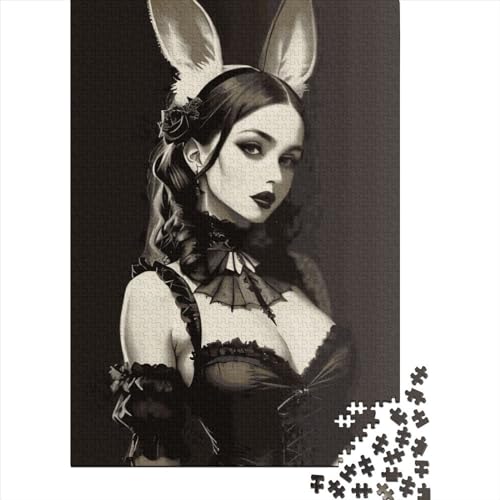 Gothic Bunny Puzzle 500 Teile Holzpuzzle für Kinder Lernspiel Herausforderungsspielzeug 500 Teile (52x38cm) Gelegenheitspuzzlespiele Raumdekoration von XJmoney