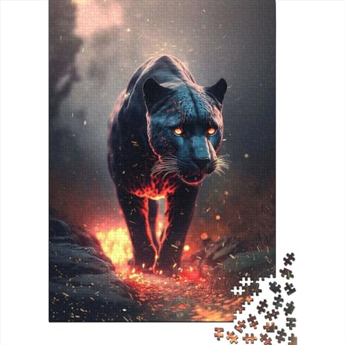 Größe Pcs Feuer Panther Puzzle für Erwachsene und Kinder Kreatives rechteckiges Puzzle Holzpuzzle Lustiges Lernspielzeug 1000 Teile (75x50cm) von XJmoney