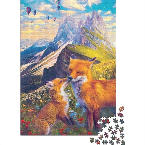 Größe Pcs Fuchskuss Puzzle für Erwachsene und Kinder, kreatives rechteckiges Puzzle, Holzpuzzle, lustiges Lernspielzeug, 500 Teile (52 x 38 cm) von XJmoney