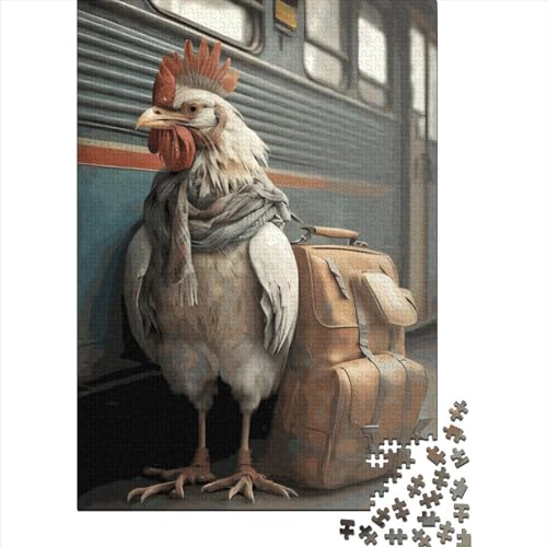 Hahn und Huhn Puzzle, herausfordernd und inspirierend, rechteckiges Papierpuzzle für erwachsene Kinder, Ostergeschenk, 70 x 50 cm / 1000 Teile von XJmoney