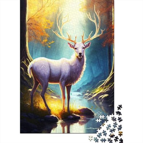 Hirsch im Wald 1000-teiliges Puzzle | Puzzle | Nachhaltiges Puzzle für Erwachsene | Hochwertiges Puzzle aus 100% Holz | Lustige Spiele, 1000 Teile (75 x 50 cm) von XJmoney