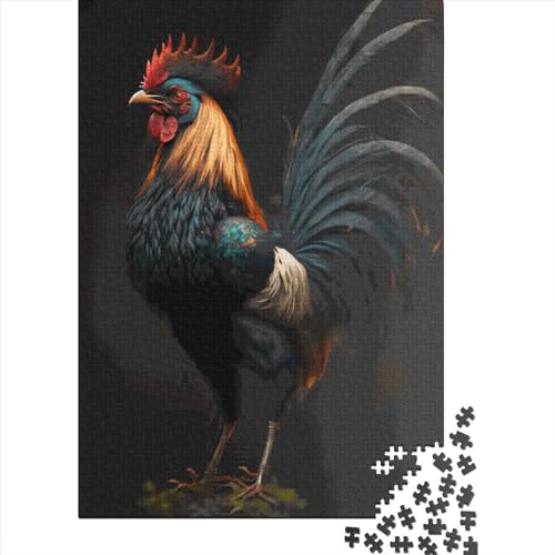 Hochwertiges Puzzle mit Hahn und Huhn für Jungen oder Mädchen, Geschenk zum Vatertag, 70 x 50 cm / 1000 Teile von XJmoney