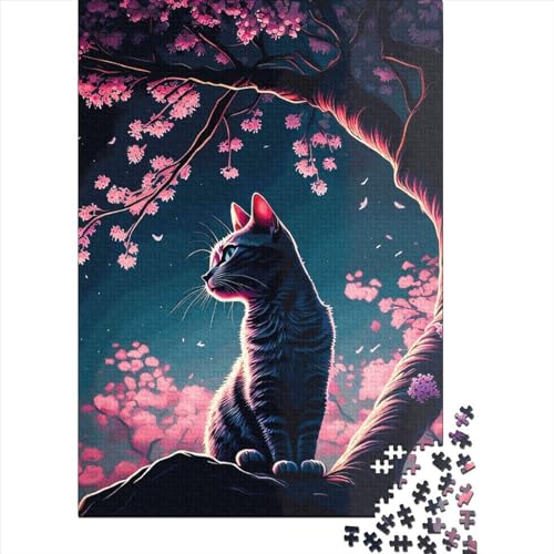 Japanisches Katzenpuzzle für Kinder ab 18 Jahren, Lernspiele, rechteckiges Papierpuzzle für Frauen und Männer, Ostergeschenk, 38 x 26 cm, 1000 Stück von XJmoney