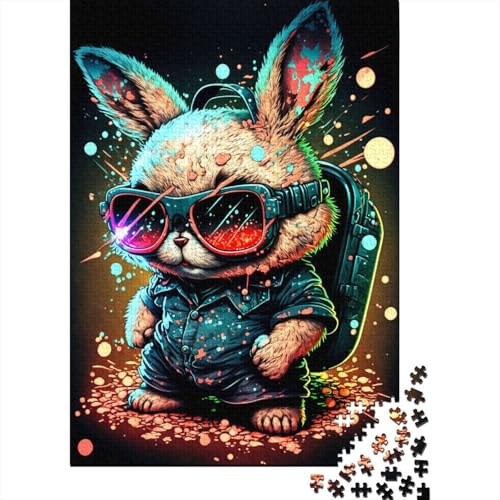 Kaninchen Neon 300-teiliges Puzzle | Puzzle | Nachhaltiges Puzzle für Erwachsene | Hochwertiges Puzzle aus 100% Holz | Lustige Spiele, 300 Teile (40 x 28 cm) von XJmoney