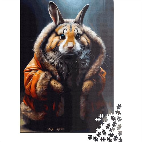 Kaninchen-Puzzle, 300 Teile, Holzpuzzle für Kinder, Lernspiel, Herausforderungsspielzeug, 300 Teile (40 x 28 cm), Familie von XJmoney