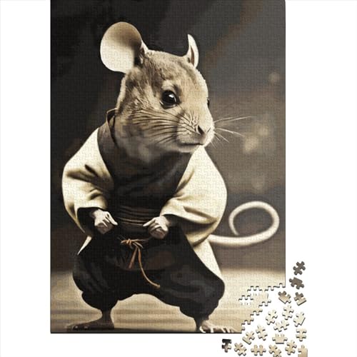 Karate-Maus-Puzzle 500 Teile Holzpuzzle für Kinder Lernspiel Herausforderungsspielzeug 500 Teile (52 x 38 cm) Gelegenheitspuzzlespiele Raumdekorationen von XJmoney