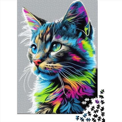 Katzen-Pop-Art-Tier, 18 Puzzles für Erwachsene, Denkspiel, Puzzlespielzeug für Kinder, 300 Teile (40 x 28 cm) von XJmoney