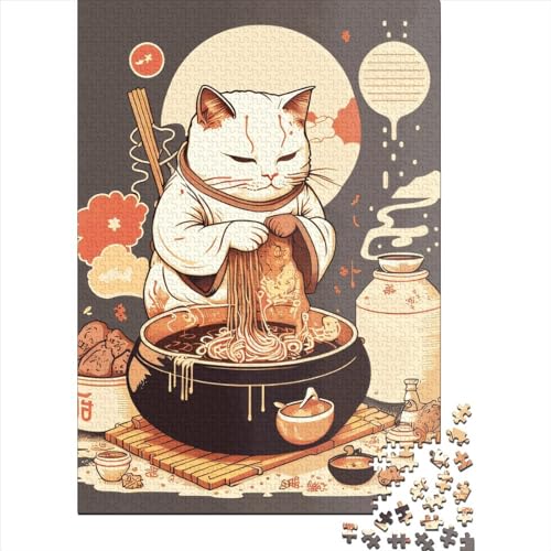 Katzen-Samurai-Puzzle, rechteckig, aus 100 % recyceltem Karton, für Jungen oder Mädchen, Halloween-Geschenke, 38 x 26 cm, 1000 Teile von XJmoney