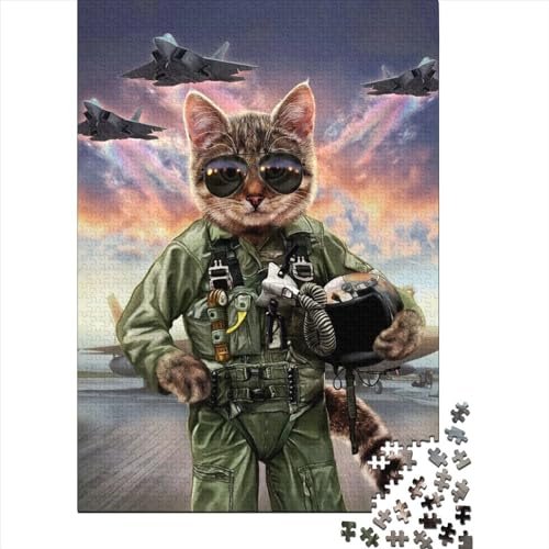 Katzenpilot in der Luftwaffe1 Puzzle 300 Teile für Teenager-Geschenke Holzpuzzle Puzzle für Kinder 300 Teile (40x28cm) Familie von XJmoney