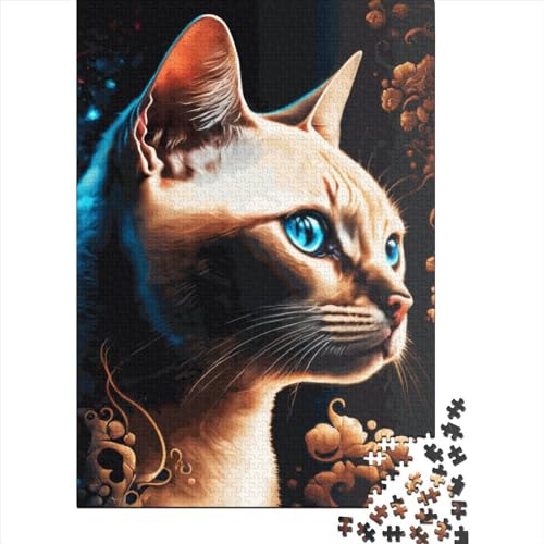 Katzenporträt-Puzzle für Kinder und Jugendliche, 500 Teile, Holzpuzzle für Kinder und Jugendliche, Lernspiele für zu Hause, DIY-Spielzeug, 500 Teile (52 x 38 cm), Gelegenheits-Puzzlespiele von XJmoney