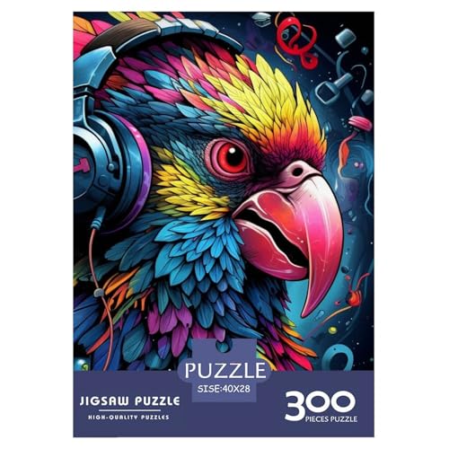 Kopfhörer-Papagei-Puzzle für Erwachsene und Jugendliche, 300 Teile, Puzzle, Puzzle für Erwachsene, Puzzles für Erwachsene, Lernspiel, Herausforderungsspielzeug, 300 Teile (40 x 28 cm) von XJmoney