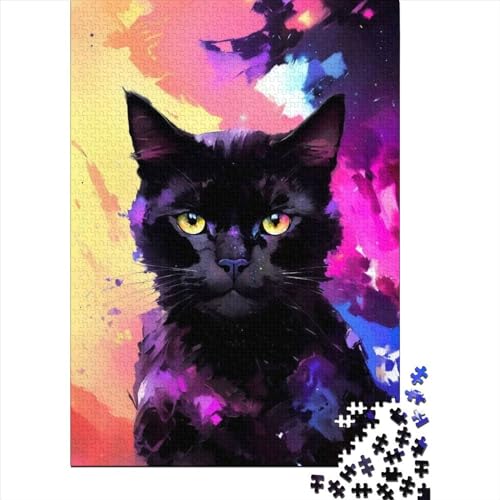 Kreative Puzzles, Galaktische Schwarze Katze, Puzzles, rechteckiges Puzzlespielzeug für Erwachsene, 1000 Teile (75 x 50 cm) von XJmoney