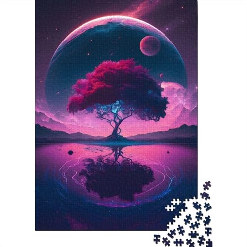 Kreative rechteckige Puzzles für Erwachsene, Bäume und Planeten, Holzpuzzle, praktisches Spiel, Familiendekoration, 300 Teile (40 x 28 cm) von XJmoney