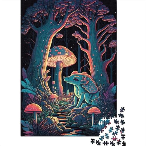 Kreative rechteckige Puzzles für Erwachsene, Psychedelischer Pilz, Fores84, Holzpuzzle, praktisches Spiel, Familiendekoration, 1000 Teile (75 x 50 cm) von XJmoney