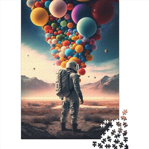 Kreative rechteckige Puzzles für Erwachsene Der_Ballon_Astronaut Holzpuzzle Mitmachspiel Familiendekoration 300 Teile (40x28cm) von XJmoney