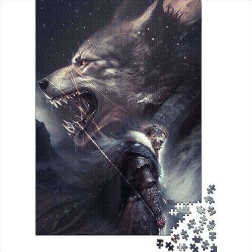 Kreative rechteckige Puzzles für Erwachsene Fenrir_and_The_god_Tyr Holzpuzzle Praktisches Spiel Familiendekoration 300 Teile (40x28cm) von XJmoney