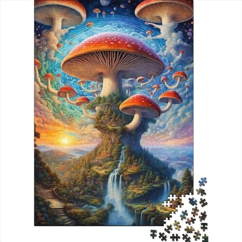 Kreative rechteckige Puzzles für Erwachsene Trippy_Mushroom Holzpuzzle Mitmachspiel-Familiendekoration 500 Teile (52x38cm) von XJmoney