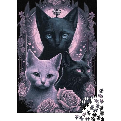 Kreatives Gothic-Katzen-Puzzle für Erwachsene, Puzzles für Kinder, anspruchsvolle Familienspiele, Spielzeug, 1000 Teile (75 x 50 cm) von XJmoney