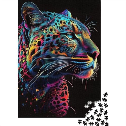 Kreatives Jaguar-Tier-Pop-Art-Puzzle für Erwachsene, Puzzles für Kinder, anspruchsvolle Familienspiele, Spielzeug, 1000 Teile (75 x 50 cm) von XJmoney