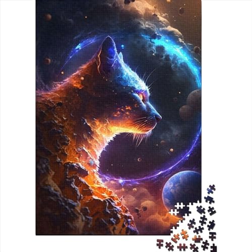 Kreatives Puzzle „Katze, Gott des Universums“ für Erwachsene, Puzzles für Kinder, anspruchsvolle Spiele für die ganze Familie, Spielzeug, 300 Teile (40 x 28 cm) von XJmoney