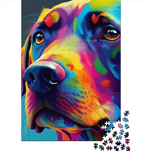 Labrador, bunt, 1 Puzzle für Kinder und Jugendliche, 1000 Teile, Holzpuzzle, Puzzle für Kinder, Puzzle-Geschenke, 1000 Teile (75 x 50 cm), anspruchsvolles Puzzle von XJmoney