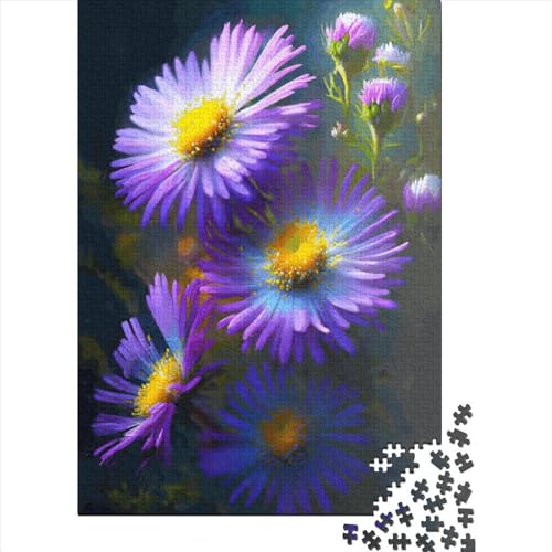 Leuchtendes Aster Blumen Puzzle Bunte Papier Rechteck Puzzle für Frauen Männer Geburtstagsgeschenk 38x26cm/1000 Teile von XJmoney